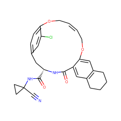 N#CC1(NC(=O)[C@@H]2Cc3ccc(c(Cl)c3)OC/C=C/COc3cc4c(cc3C(=O)N2)CCCC4)CC1 ZINC000205117247