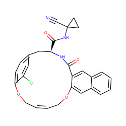 N#CC1(NC(=O)[C@@H]2Cc3ccc(c(Cl)c3)OC/C=C/COc3cc4ccccc4cc3C(=O)N2)CC1 ZINC001772639705