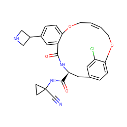 N#CC1(NC(=O)[C@@H]2Cc3ccc(c(Cl)c3)OC/C=C/COc3ccc(C4CNC4)cc3C(=O)N2)CC1 ZINC000205123593