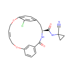 N#CC1(NC(=O)[C@@H]2Cc3ccc(c(Cl)c3)OC/C=C/COc3cccc(c3)C(=O)N2)CC1 ZINC000205108807