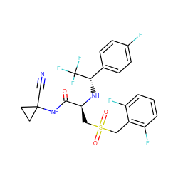 N#CC1(NC(=O)[C@H](CS(=O)(=O)Cc2c(F)cccc2F)N[C@@H](c2ccc(F)cc2)C(F)(F)F)CC1 ZINC000028949995