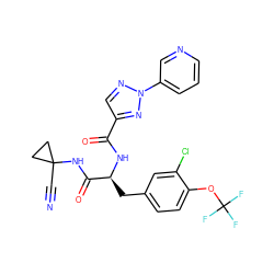 N#CC1(NC(=O)[C@H](Cc2ccc(OC(F)(F)F)c(Cl)c2)NC(=O)c2cnn(-c3cccnc3)n2)CC1 ZINC001772588033