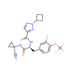 N#CC1(NC(=O)[C@H](Cc2ccc(OC(F)(F)F)c(Cl)c2)NC(=O)c2cnn(C3CCC3)n2)CC1 ZINC001772578079