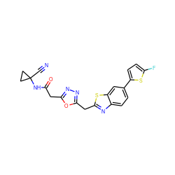 N#CC1(NC(=O)Cc2nnc(Cc3nc4ccc(-c5ccc(F)s5)cc4s3)o2)CC1 ZINC000147553015