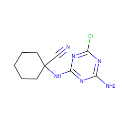 N#CC1(Nc2nc(N)nc(Cl)n2)CCCCC1 ZINC000096924119