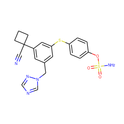 N#CC1(c2cc(Cn3cncn3)cc(Sc3ccc(OS(N)(=O)=O)cc3)c2)CCC1 ZINC000473136229