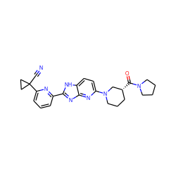 N#CC1(c2cccc(-c3nc4nc(N5CCC[C@@H](C(=O)N6CCCC6)C5)ccc4[nH]3)n2)CC1 ZINC000221404318