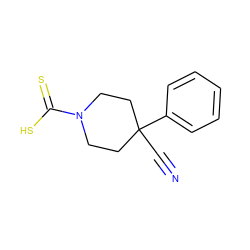 N#CC1(c2ccccc2)CCN(C(=S)S)CC1 ZINC000084596169