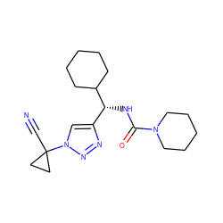 N#CC1(n2cc([C@@H](NC(=O)N3CCCCC3)C3CCCCC3)nn2)CC1 ZINC000095560201