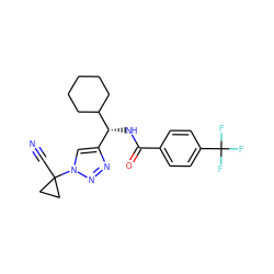 N#CC1(n2cc([C@@H](NC(=O)c3ccc(C(F)(F)F)cc3)C3CCCCC3)nn2)CC1 ZINC000095560198