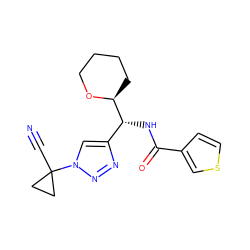 N#CC1(n2cc([C@@H](NC(=O)c3ccsc3)[C@@H]3CCCCO3)nn2)CC1 ZINC000095562482