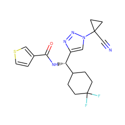 N#CC1(n2cc([C@@H](NC(=O)c3ccsc3)C3CCC(F)(F)CC3)nn2)CC1 ZINC000095561011