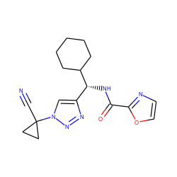 N#CC1(n2cc([C@@H](NC(=O)c3ncco3)C3CCCCC3)nn2)CC1 ZINC000095560209