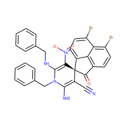 N#CC1=C(N)N(Cc2ccccc2)C(NCc2ccccc2)=C([N+](=O)[O-])[C@@]12C(=O)c1ccc(Br)c3c(Br)ccc2c13 ZINC000653701734