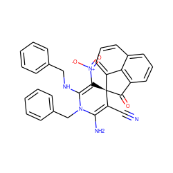 N#CC1=C(N)N(Cc2ccccc2)C(NCc2ccccc2)=C([N+](=O)[O-])[C@@]12C(=O)c1cccc3cccc2c13 ZINC000653708733