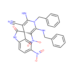 N#CC1=C(N)N(Cc2ccccc2)C(NCc2ccccc2)=C([N+](=O)[O-])[C@]12C(=O)Nc1ccc([N+](=O)[O-])cc12 ZINC000653689441