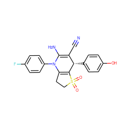 N#CC1=C(N)N(c2ccc(F)cc2)C2=C([C@H]1c1ccc(O)cc1)S(=O)(=O)CC2 ZINC000001429884