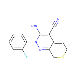 N#CC1=C(N)N(c2ccccc2F)N=C2CSCC=C21 ZINC000013838642