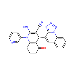 N#CC1=C(N)N(c2cccnc2)C2=C(C(=O)CCC2)[C@H]1c1cc2ccccc2n2nnnc12 ZINC000299828853