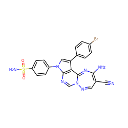 N#CC1=C(N)N=C2c3c(-c4ccc(Br)cc4)cn(-c4ccc(S(N)(=O)=O)cc4)c3N=CN2N=C1 ZINC000169330479