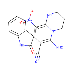 N#CC1=C(N)N2CCCNC2=C([N+](=O)[O-])[C@@]12C(=O)Nc1ccccc12 ZINC000653811152