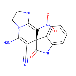 N#CC1=C(N)N2CCNC2=C([N+](=O)[O-])[C@@]12C(=O)Nc1ccccc12 ZINC000653701717