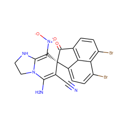 N#CC1=C(N)N2CCNC2=C([N+](=O)[O-])[C@@]12C(=O)c1ccc(Br)c3c(Br)ccc2c13 ZINC000653708714