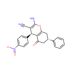 N#CC1=C(N)OC2=C(C(=O)C[C@@H](c3ccccc3)C2)[C@H]1c1ccc([N+](=O)[O-])cc1 ZINC000000752465