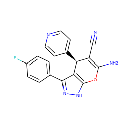 N#CC1=C(N)Oc2[nH]nc(-c3ccc(F)cc3)c2[C@H]1c1ccncc1 ZINC000005068013