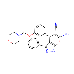 N#CC1=C(N)Oc2[nH]nc(-c3ccccc3)c2[C@@H]1c1cccc(OC(=O)N2CCOCC2)c1 ZINC000013153989