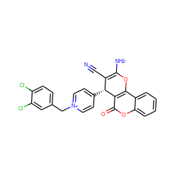 N#CC1=C(N)Oc2c(c(=O)oc3ccccc23)[C@@H]1c1cc[n+](Cc2ccc(Cl)c(Cl)c2)cc1 ZINC000096284134