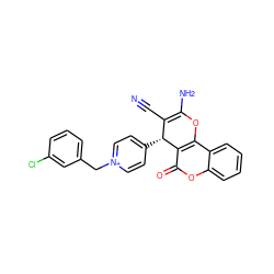 N#CC1=C(N)Oc2c(c(=O)oc3ccccc23)[C@@H]1c1cc[n+](Cc2cccc(Cl)c2)cc1 ZINC000096284138