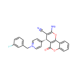 N#CC1=C(N)Oc2c(c(=O)oc3ccccc23)[C@@H]1c1cc[n+](Cc2cccc(F)c2)cc1 ZINC000096284142