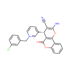 N#CC1=C(N)Oc2c(c(=O)oc3ccccc23)[C@@H]1c1ccc[n+](Cc2cccc(Cl)c2)c1 ZINC000096284124