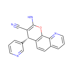 N#CC1=C(N)Oc2c(ccc3cccnc23)[C@@H]1c1cccnc1 ZINC000000405498