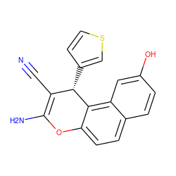 N#CC1=C(N)Oc2ccc3ccc(O)cc3c2[C@H]1c1ccsc1 ZINC000000495563