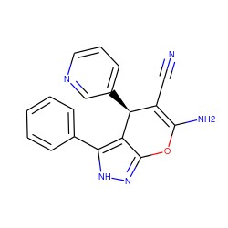 N#CC1=C(N)Oc2n[nH]c(-c3ccccc3)c2[C@H]1c1cccnc1 ZINC000004718512