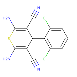 N#CC1=C(N)SC(N)=C(C#N)C1c1c(Cl)cccc1Cl ZINC000000198108