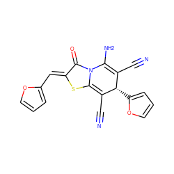 N#CC1=C(N)n2c(s/c(=C\c3ccco3)c2=O)=C(C#N)[C@H]1c1ccco1 ZINC000002346686