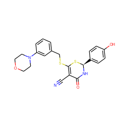 N#CC1=C(SCc2cccc(N3CCOCC3)c2)S[C@@H](c2ccc(O)cc2)NC1=O ZINC000084587089