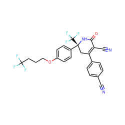 N#CC1=C(c2ccc(C#N)cc2)C[C@@](c2ccc(OCCCC(F)(F)F)cc2)(C(F)(F)F)NC1=O ZINC001772640483