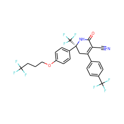 N#CC1=C(c2ccc(C(F)(F)F)cc2)C[C@](c2ccc(OCCCC(F)(F)F)cc2)(C(F)(F)F)NC1=O ZINC001772596038