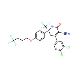 N#CC1=C(c2ccc(Cl)c(Cl)c2)C[C@](c2ccc(OCCCC(F)(F)F)cc2)(C(F)(F)F)NC1=O ZINC001772652143