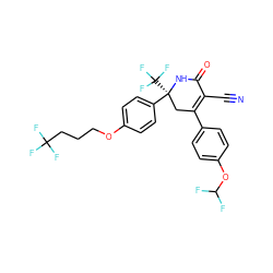 N#CC1=C(c2ccc(OC(F)F)cc2)C[C@](c2ccc(OCCCC(F)(F)F)cc2)(C(F)(F)F)NC1=O ZINC000206031214