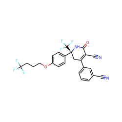 N#CC1=C(c2cccc(C#N)c2)C[C@@](c2ccc(OCCCC(F)(F)F)cc2)(C(F)(F)F)NC1=O ZINC001772600581