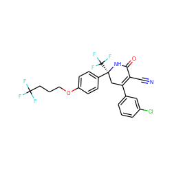 N#CC1=C(c2cccc(Cl)c2)C[C@](c2ccc(OCCCC(F)(F)F)cc2)(C(F)(F)F)NC1=O ZINC001772649159