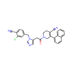 N#CC1=C(c2cccc3ccccc23)CN(C(=O)Cc2cncn2Cc2ccc(C#N)c(Cl)c2)CC1 ZINC000013489044