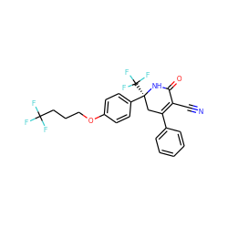 N#CC1=C(c2ccccc2)C[C@](c2ccc(OCCCC(F)(F)F)cc2)(C(F)(F)F)NC1=O ZINC001772635267