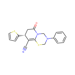 N#CC1=C2SCN(c3ccccc3)CN2C(=O)C[C@H]1c1cccs1 ZINC000002346827