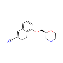 N#CC1=Cc2cccc(OC[C@@H]3CNCCO3)c2CC1 ZINC000013779592